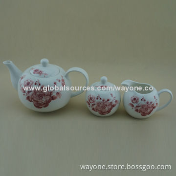 5pcs Coffee Pot with Blue Rose, 1,000ml Capacity New Design, Suitable for Promotion and Home